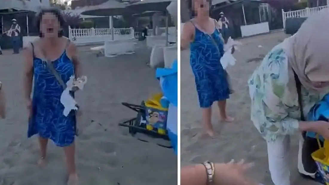 İzmir'de Plajda Başörtülü Anne ve Kıza Sözlü Saldırı Kamerada