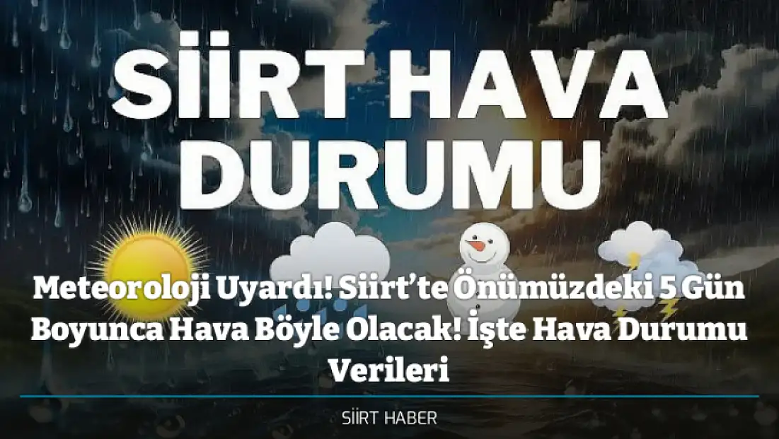 Meteoroloji Uyardı! Siirt’te Önümüzdeki 5 Gün Boyunca Hava Böyle Olacak! İşte Hava Durumu Verileri