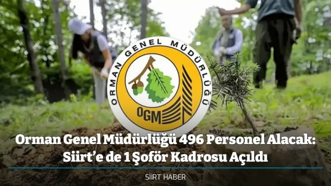 Orman Genel Müdürlüğü 496 Personel Alacak: Siirt’e de 1 Şoför Kadrosu Açıldı