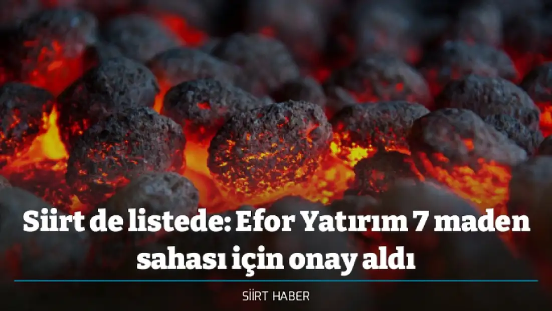 Siirt de listede: Efor Yatırım 7 maden sahası için onay aldı