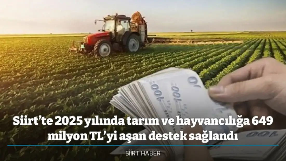 Siirt’te 2025 yılında tarım ve hayvancılığa 649 milyon TL’yi aşan destek sağlandı