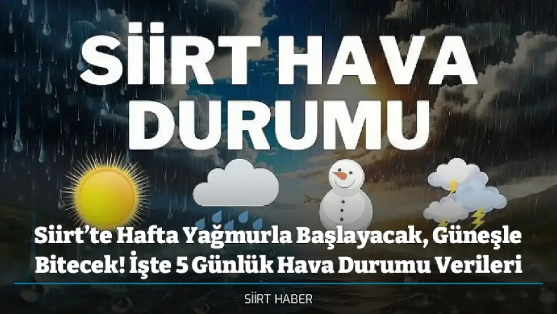 Siirt’te Hafta Yağmurla Başlayacak, Güneşle Bitecek! İşte 5 Günlük Hava Durumu Verileri