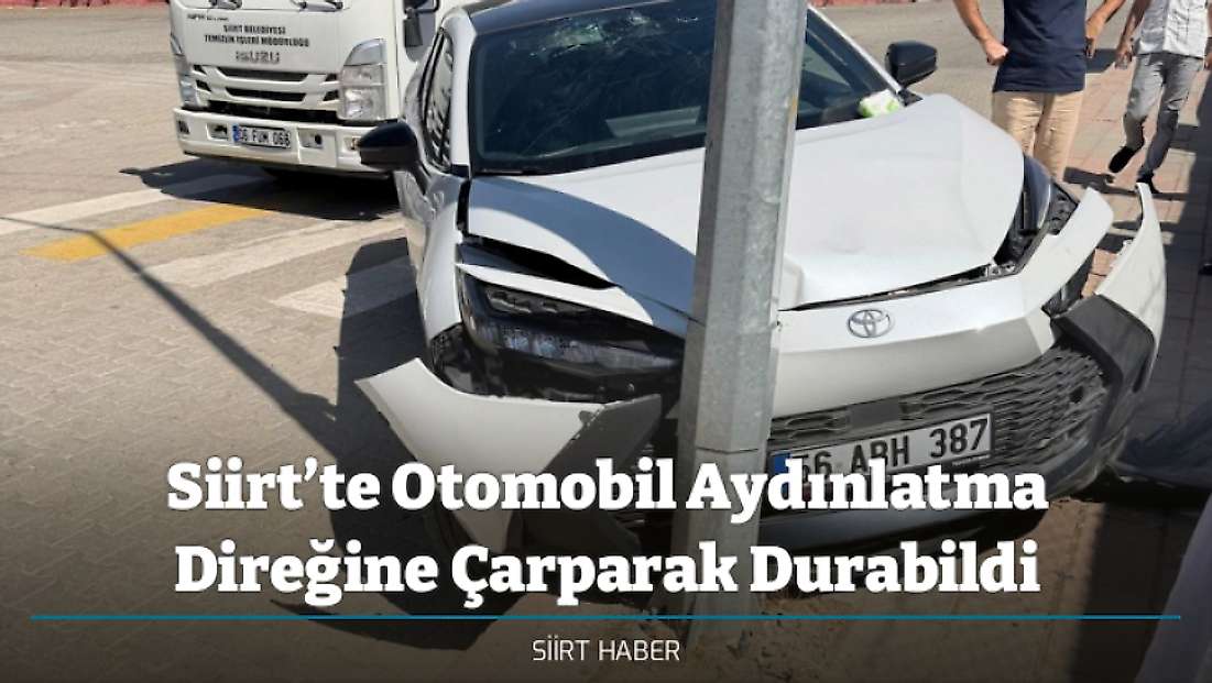 Siirt’te Otomobil Aydınlatma Direğine Çarparak Durabildi