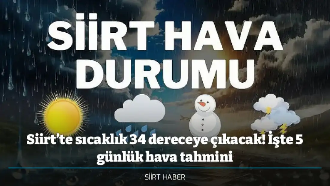 Siirt’te sıcaklık 34 dereceye çıkacak! İşte 5 günlük hava tahmini