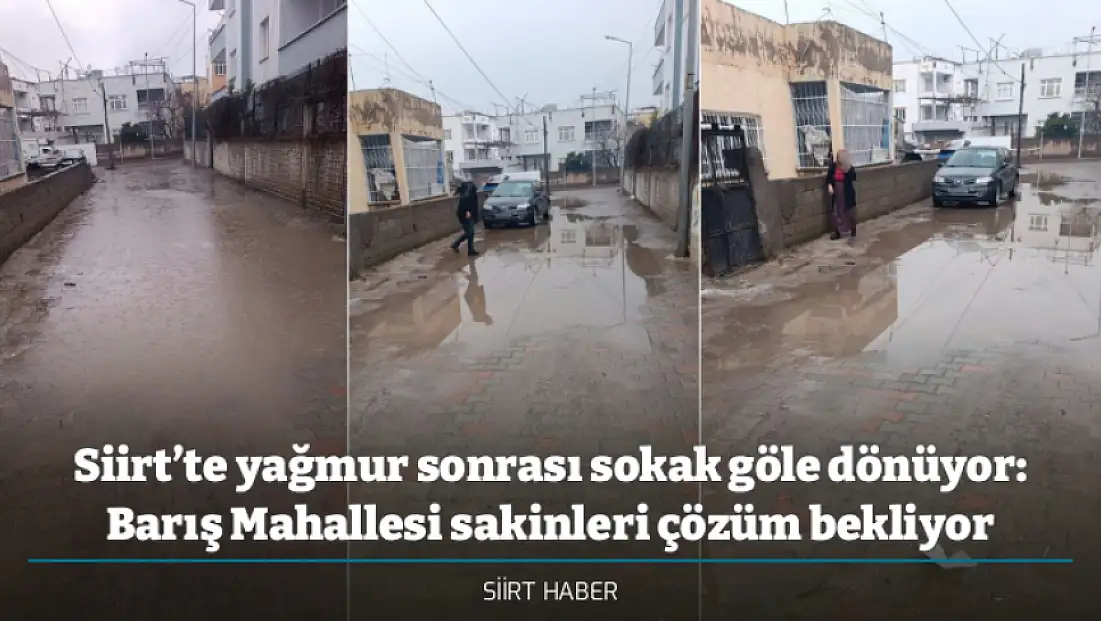 Siirt’te yağmur sonrası sokak göle dönüyor: Barış Mahallesi sakinleri çözüm bekliyor