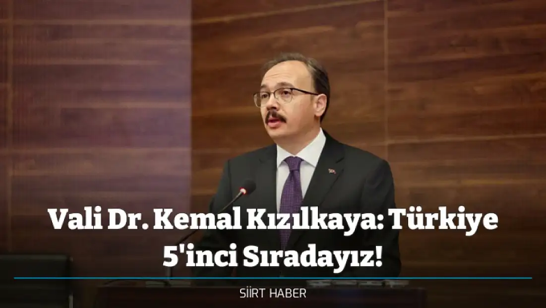 Vali Dr. Kemal Kızılkaya: Türkiye 5'inci Sıradayız!