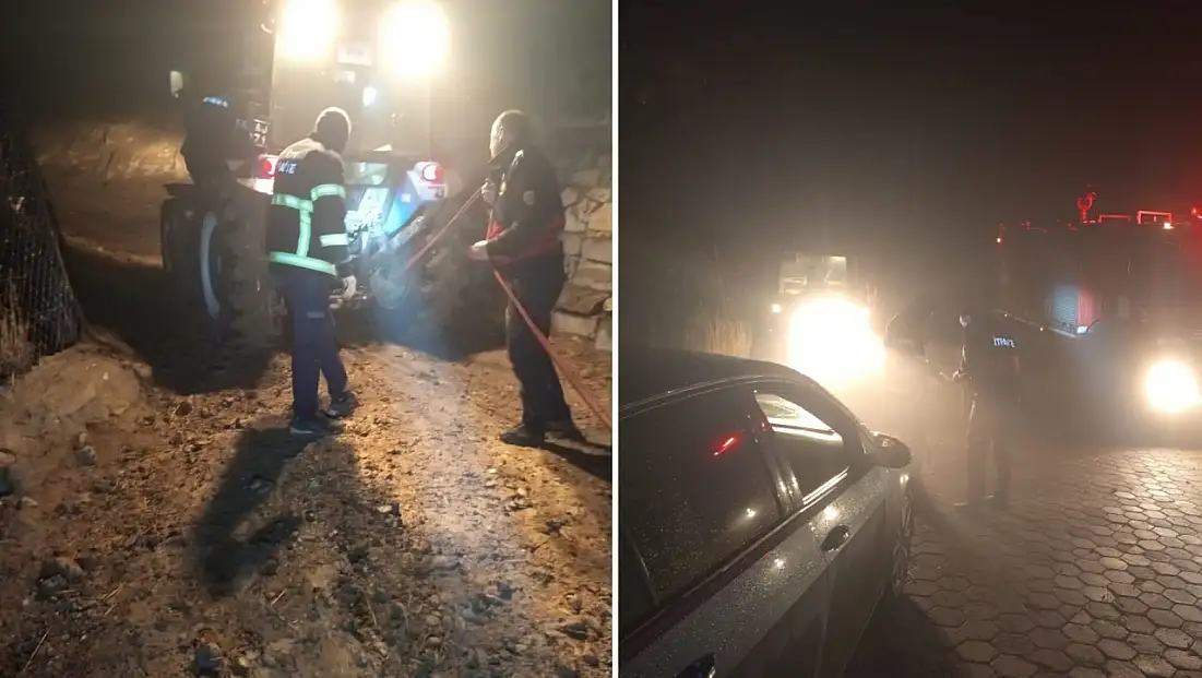 Siirt’te Çamura Saplanan Otomobil Ekiplerin Yoğun Çabasıyla Kurtarıldı