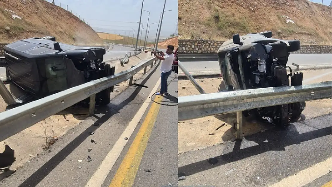 Siirt Çevre Yolunda Kontrolden Çıkan Araç Yan Yattı