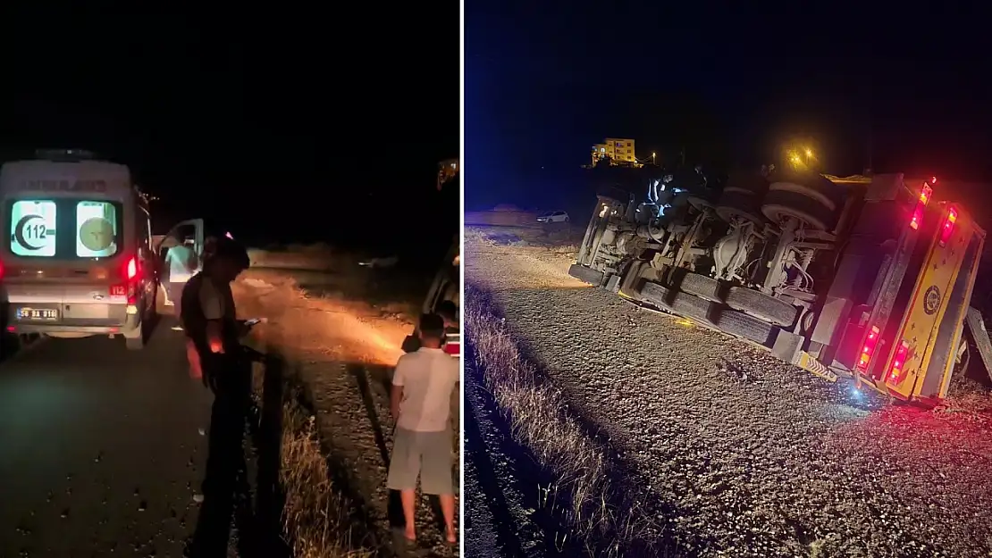 Siirt'te direksiyon başında uyuyan kamyon sürücüsü devrilen araçla yaralandı