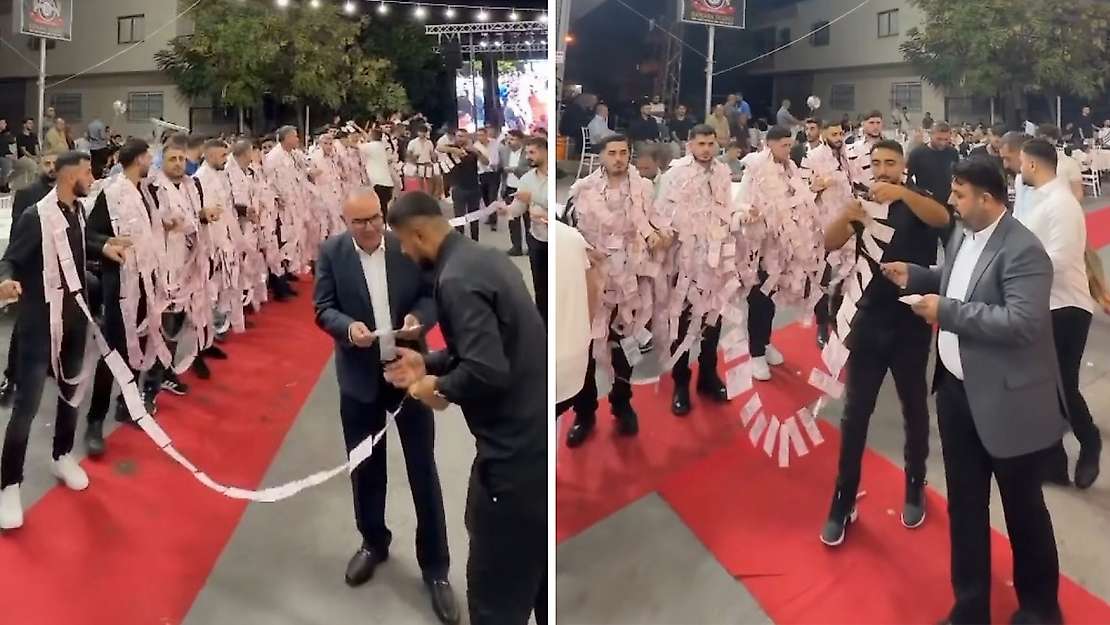 Siirtli Baykara ailesinin Mersin düğününde paralarla halay çektiler