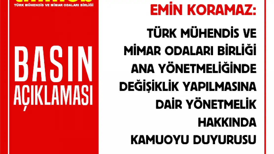 TMMOB'dan Kamuoyu Duyurusu