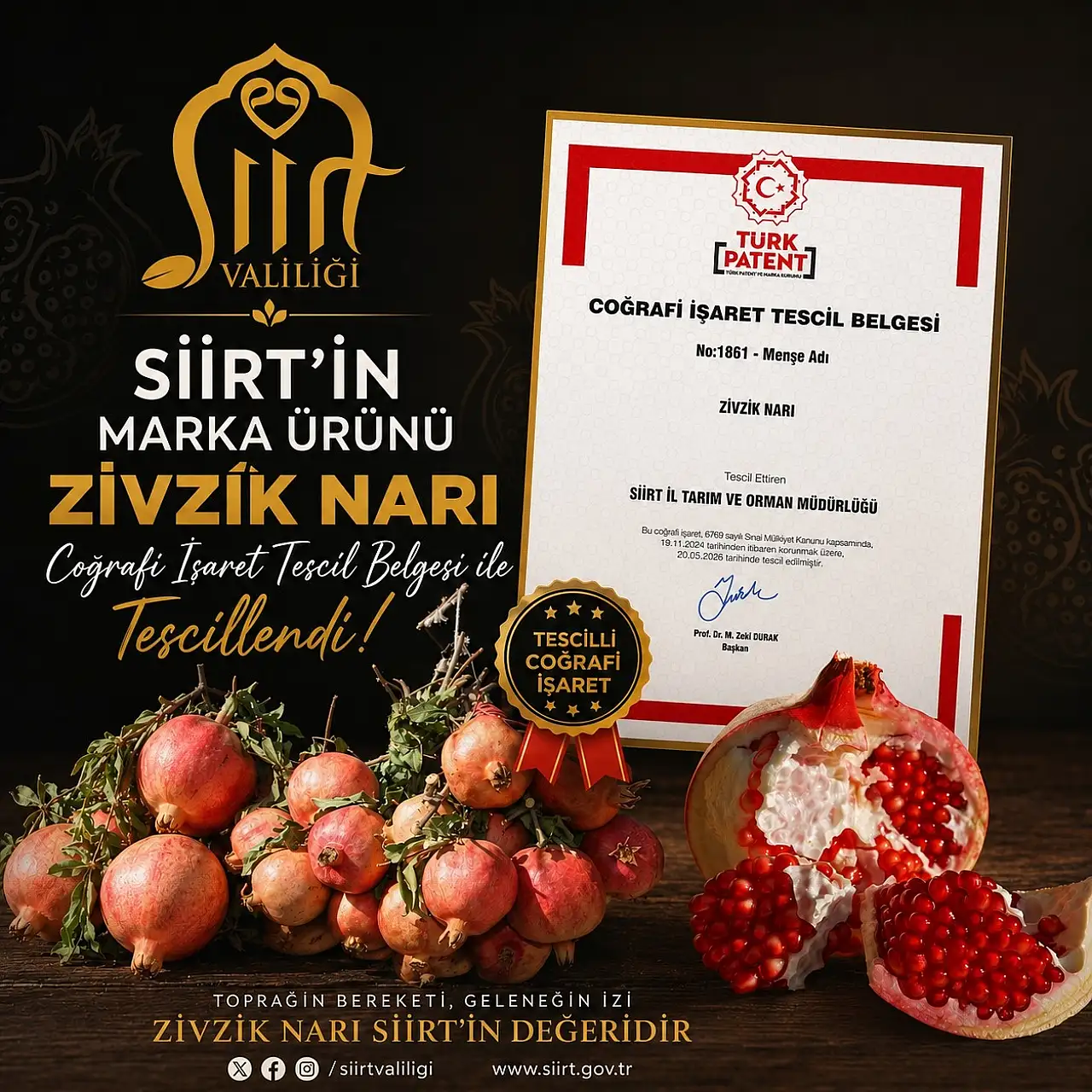 Siirt'in Ünlü ''Zivzik Narı''na Coğrafi İşaret Tescili