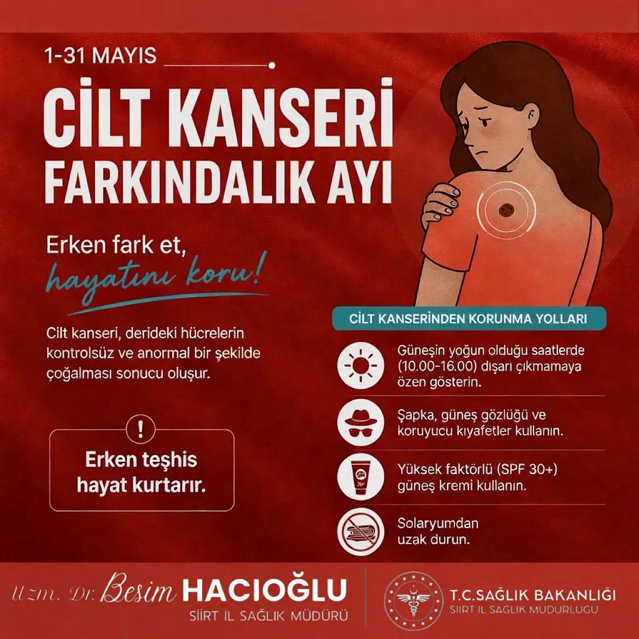 Siirt İl Sağlık Müdürlüğü'nden Cilt Kanseri Uyarısı: 'Erken Teşhis Hayat Kurtarır'