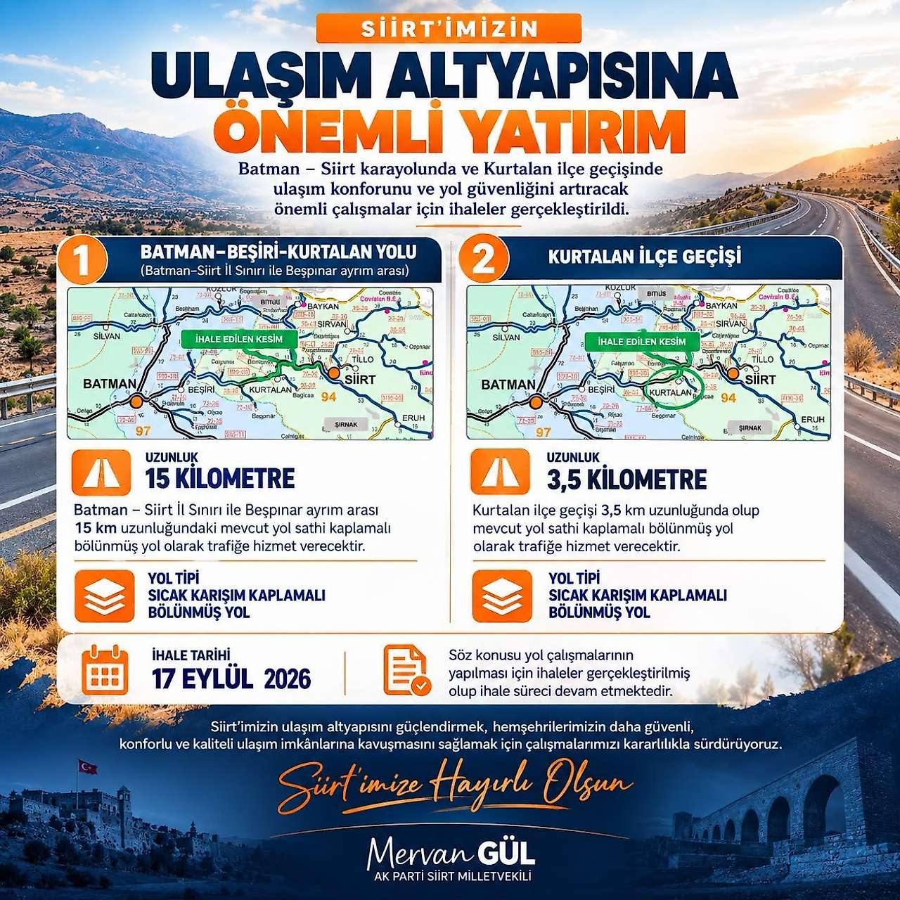 Siirt-Batman Yolunda Yeni Dönem: 18,5 Kilometrelik Kesim İçin İhaleler Yapıldı