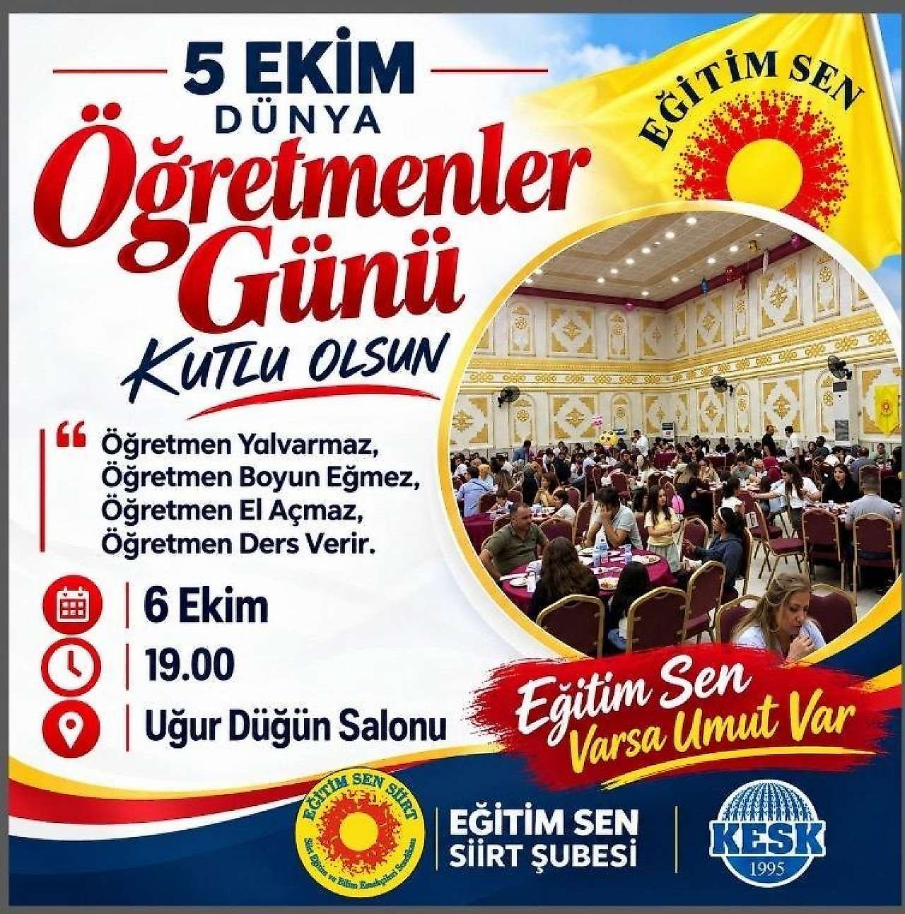 Eğitim Sen Siirt Şubesi'nden Dünya Öğretmenler Günü Buluşması: Tüm Halk Davet Edildi
