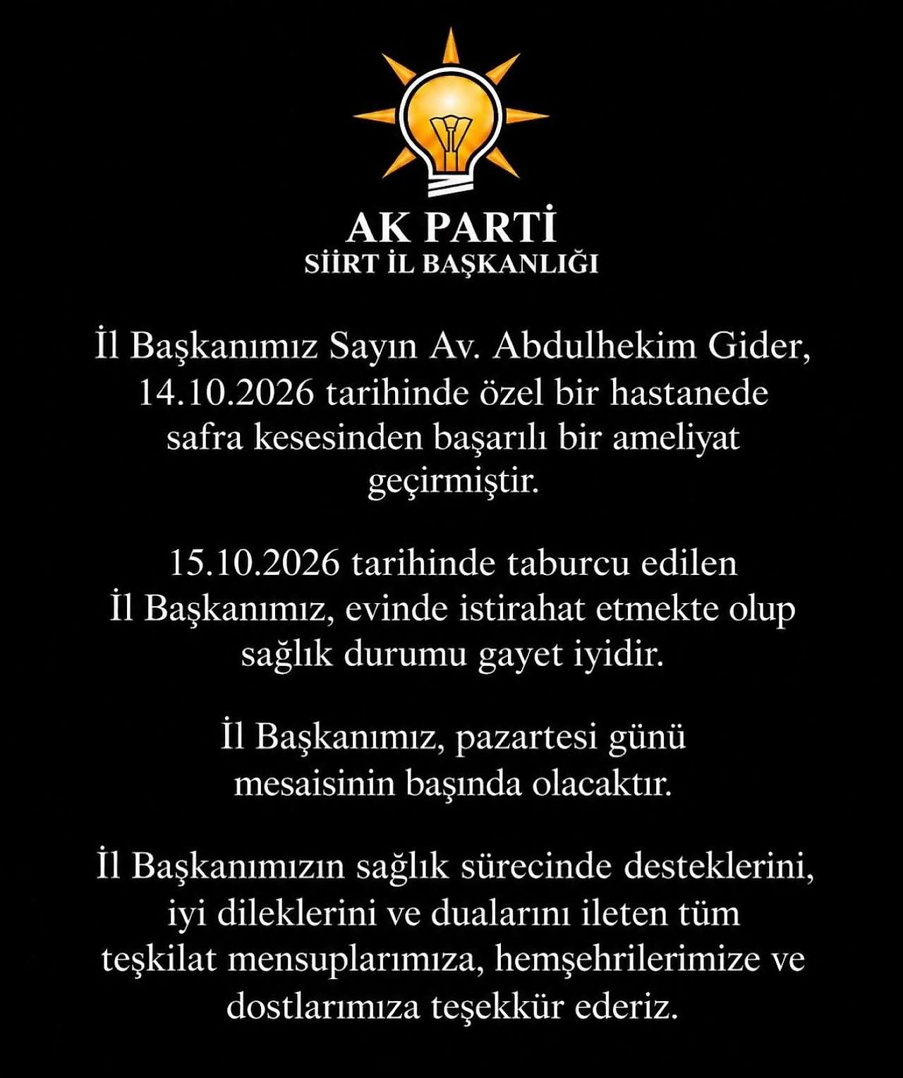 Önce Hastaneye Kaldırıldı, Ardından Ameliyat Oldu: Abdulhekim Gider'in Son Durumu Hakkında Açıklama Yapıldı
