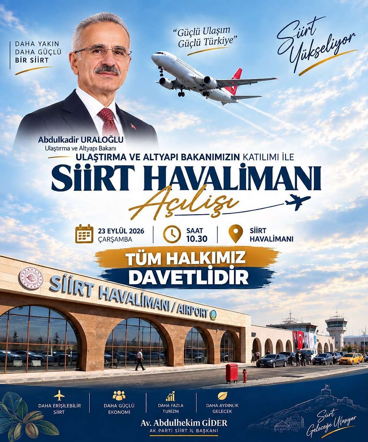 Siirt Havalimanı'nın Açılışını Bakan Uraloğlu Yapacak: Tarih Belli Oldu