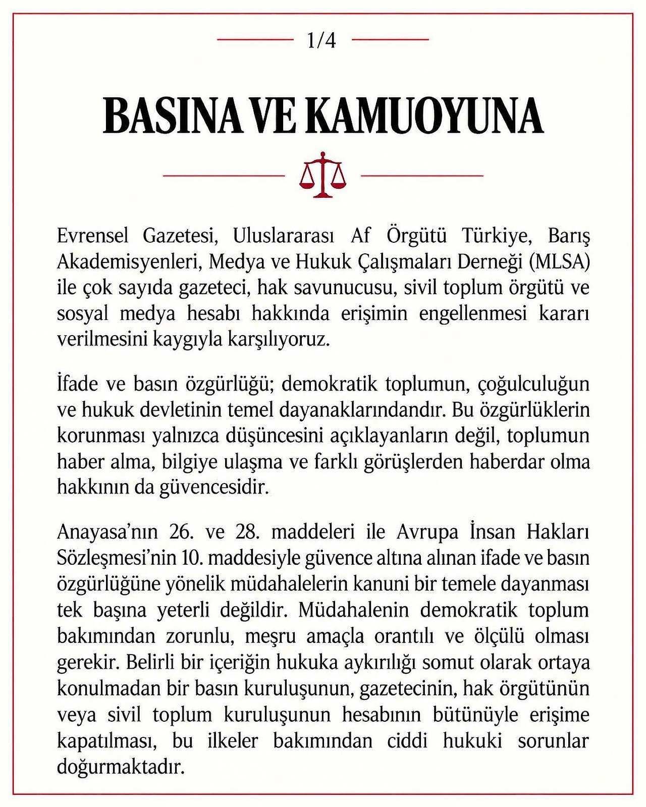 Siirt Barosu ve 14 Bölge Barosundan Ortak Erişim Engeli Açıklaması: 'Anayasa'ya Aykırı'