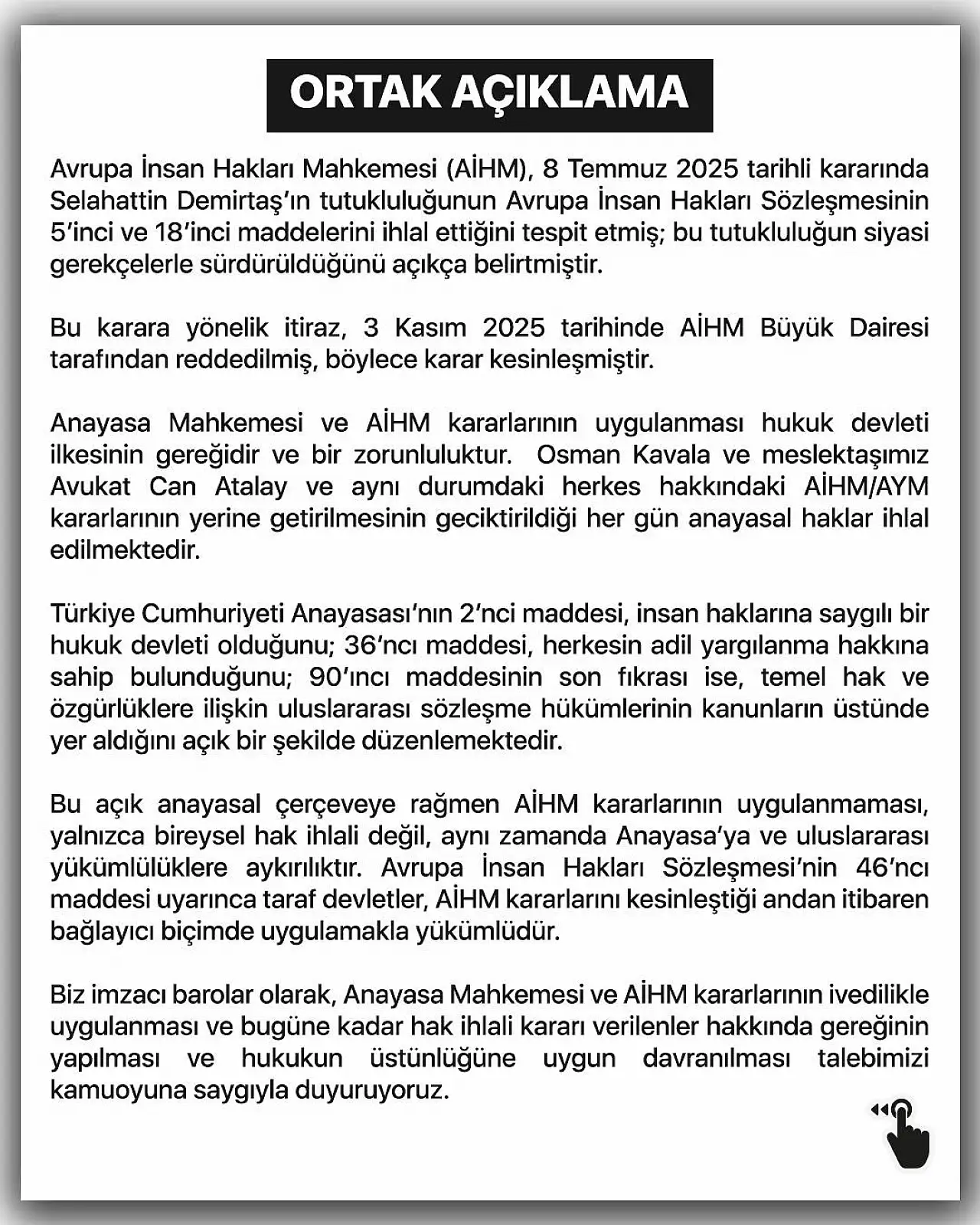 Selahattin Demirtaş için Siirt Barosu 29 Baroyla Ortak Açıklamaya İmza Attı!