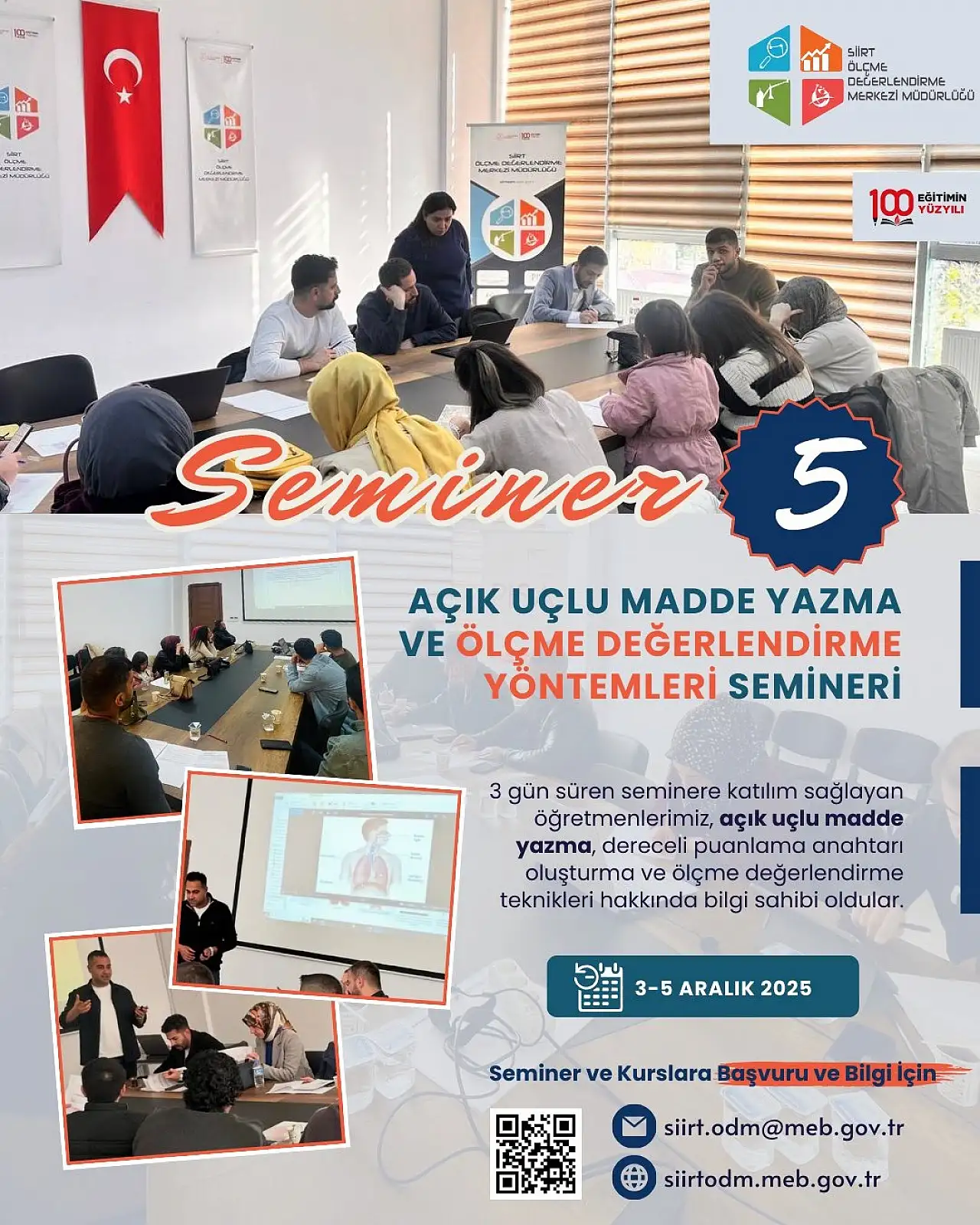 Siirt'te Öğretmenlere ''Açık Uçlu Madde Yazma ve Ölçme Değerlendirme'' Eğitimi