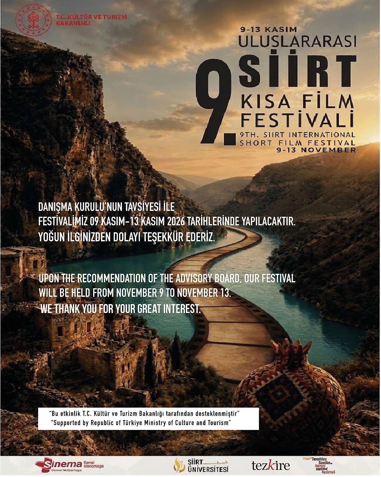 9. Uluslararası Siirt Kısa Film Festivali'nin Tarihleri Güncellendi