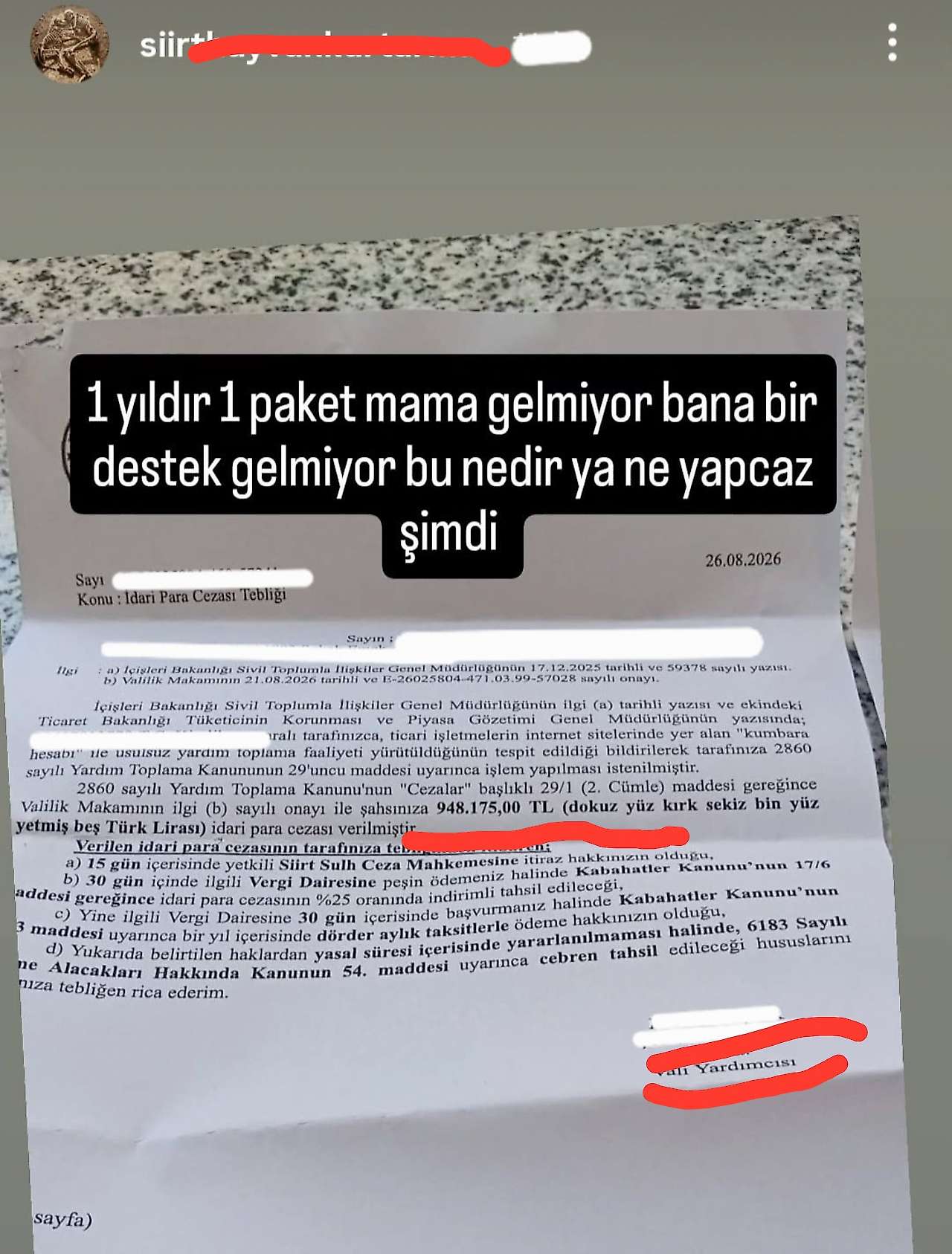 Siirt'te Mama Desteği Toplayan Kişiye 948 Bin TL İdari Para Cezası