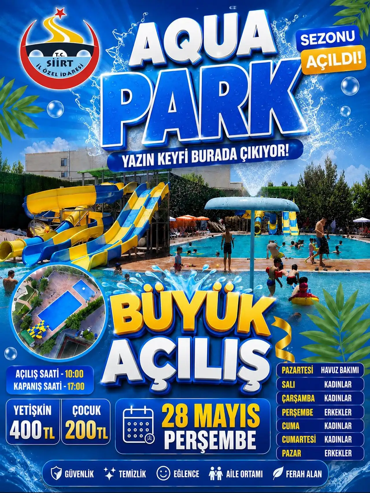 Siirt Aqua Park'ta Sezon 28 Mayıs'ta Açılıyor: Günlük Program ve Ücretler Belli Oldu
