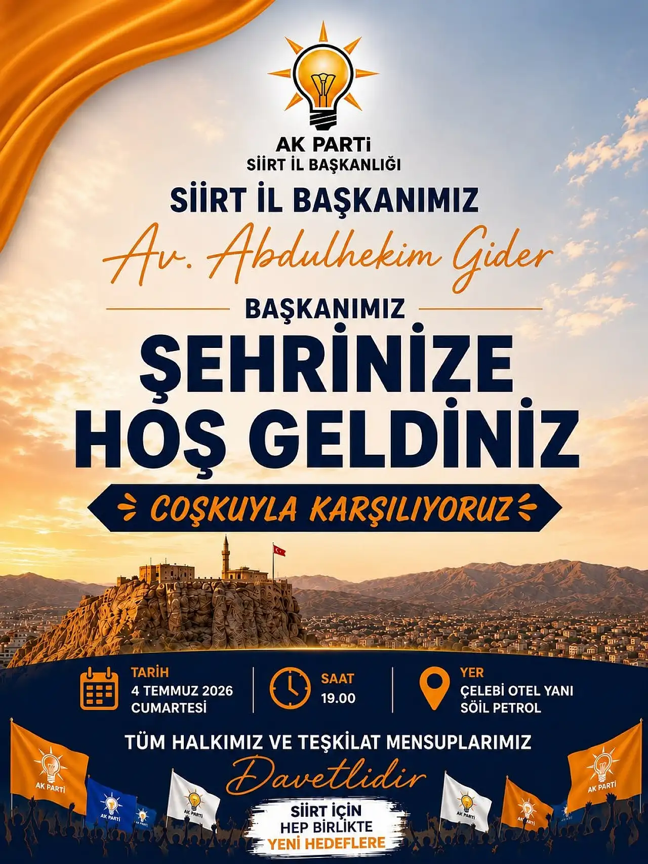 AK Parti Siirt İl Başkanı Abdulhekim Gider İçin Karşılama Programı Düzenlenecek