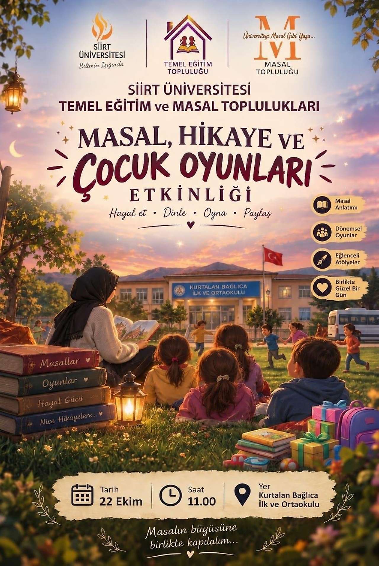 Siirt Üniversitesi'nden Kurtalan'da Masal, Hikâye ve Çocuk Oyunları Etkinliği
