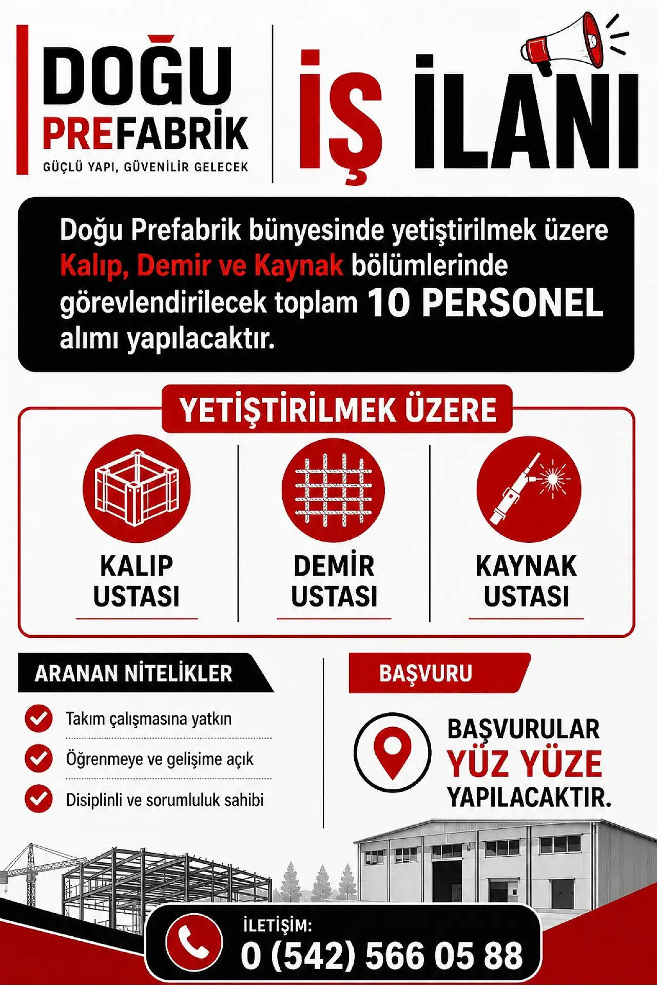 Siirt'te İş Arayanlar Müjde! Doğu Prefabrik 3 Farklı Branşta 10 Personel Alımı Yapacak İşte Başvuru Şartları