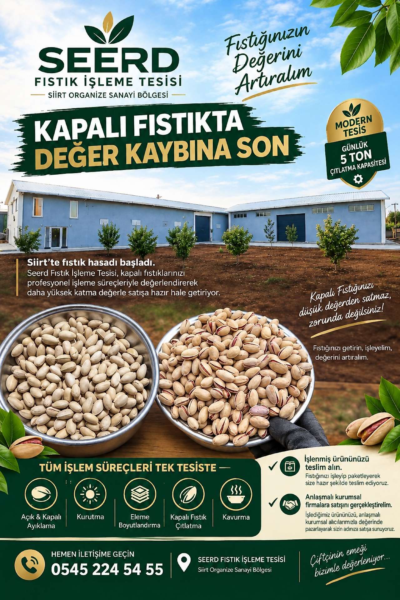 Siirt'te Kapalı Fıstıkta Değer Kaybına Son: Seerd Fıstık İşleme Tesisi Çiftçilerin Yanında