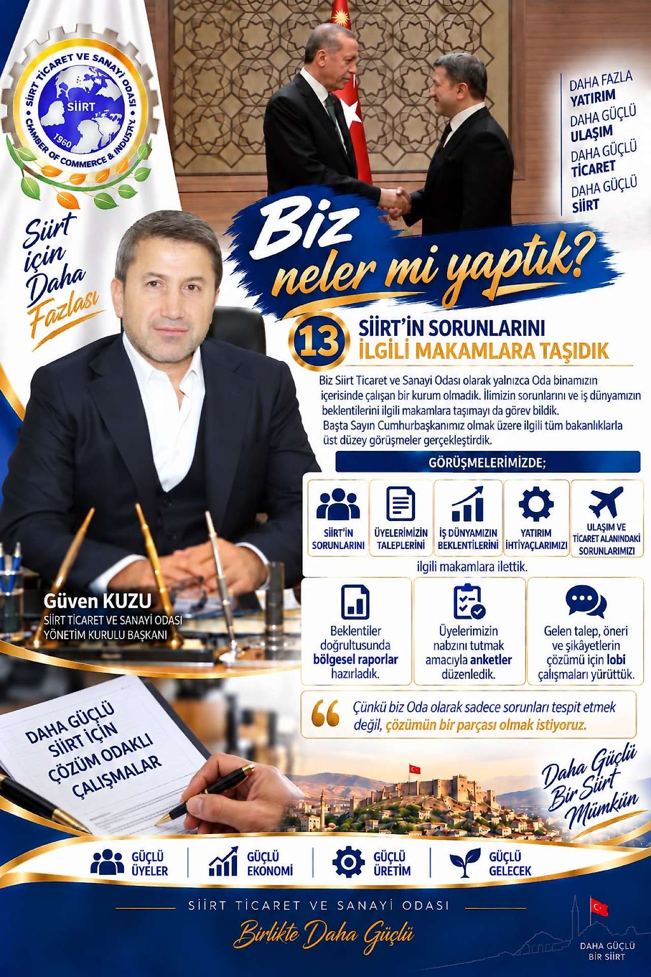 Siirt TSO Başkanı Güven Kuzu, Siirt Ekonomisini Güçlendiren Projeleri Kamuoyuna Duyurdu