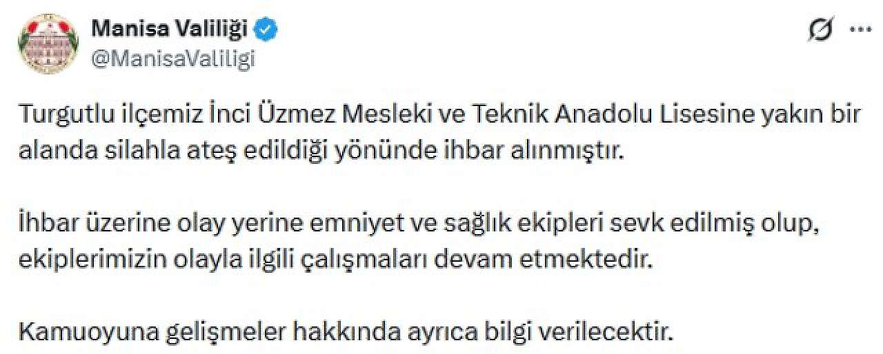 Manisa'da Lise Önünde Silahlı Saldırı: Öğrencilerin Yaralandığı Bildirildi