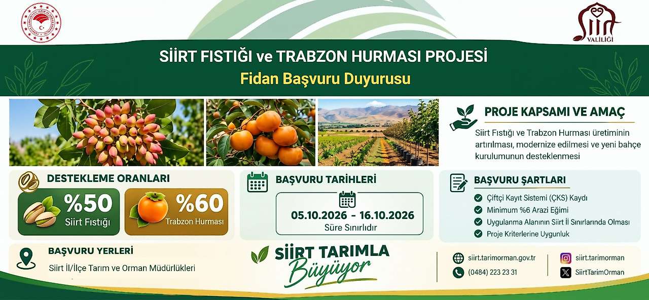 Siirt'te Fıstık ve Trabzon Hurması Üreticilerine Destek: Başvurular Başladı