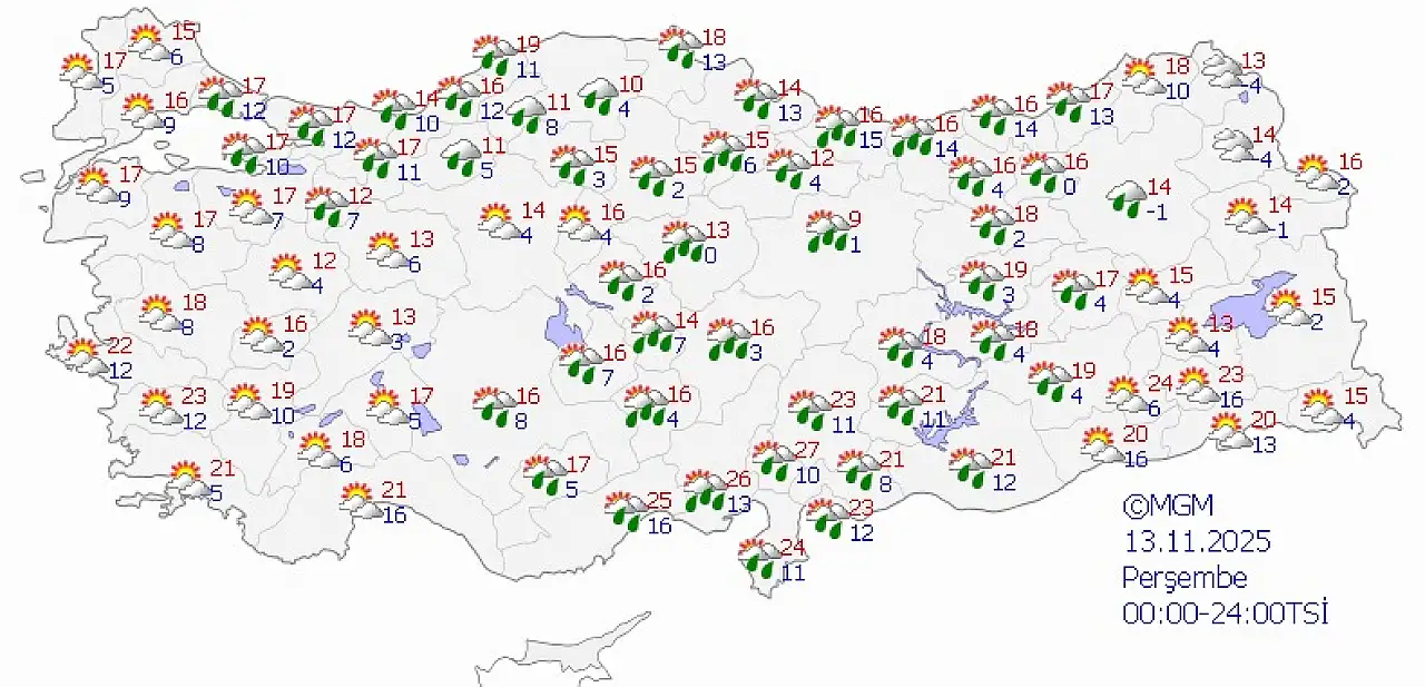 13 Kasım Perşembe günü Siirt Hava Durumu