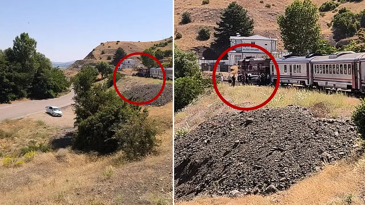 Güney Kurtalan Ekspresi hemzemin geçitte araca çarptı: Kaza anı kamerada