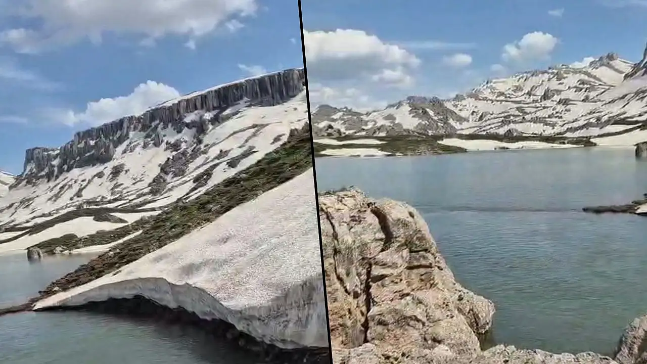 Siirt'te Eriyen Karlar Karagöl'ü Doldurdu, Ortaya Eşsiz Manzara Çıktı
