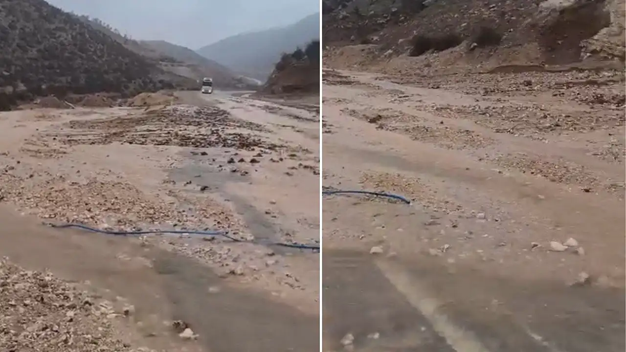 Siirt'te sağanak yağış etkili oldu, Eruh-Şırnak karayolunda ulaşım aksadı