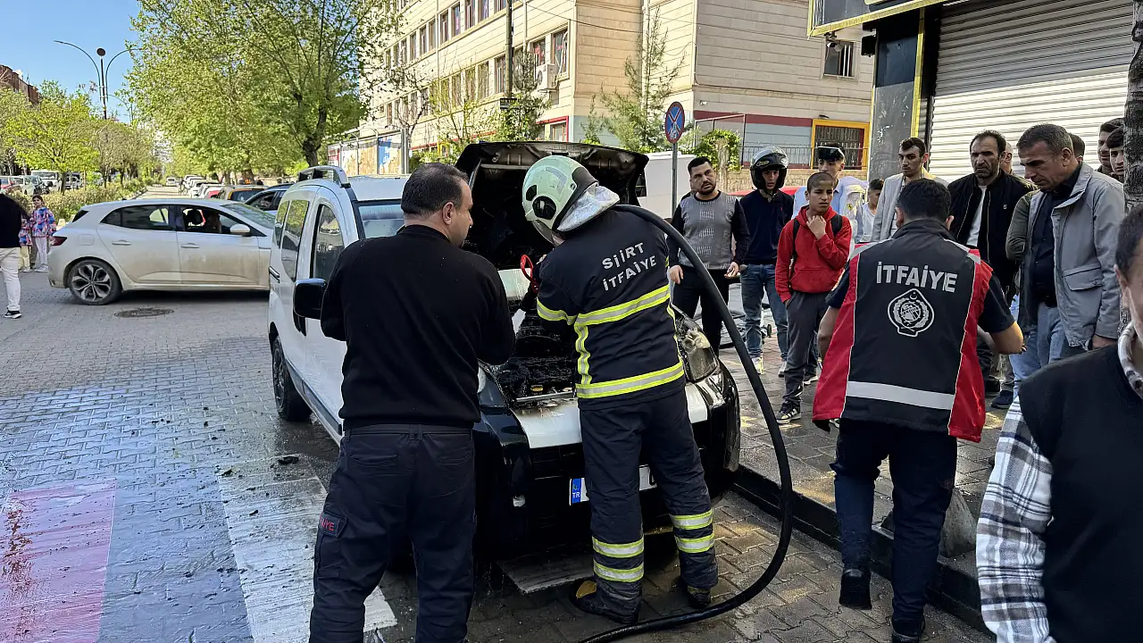 Siirt'te Park Halindeki Araç Alev Aldı
