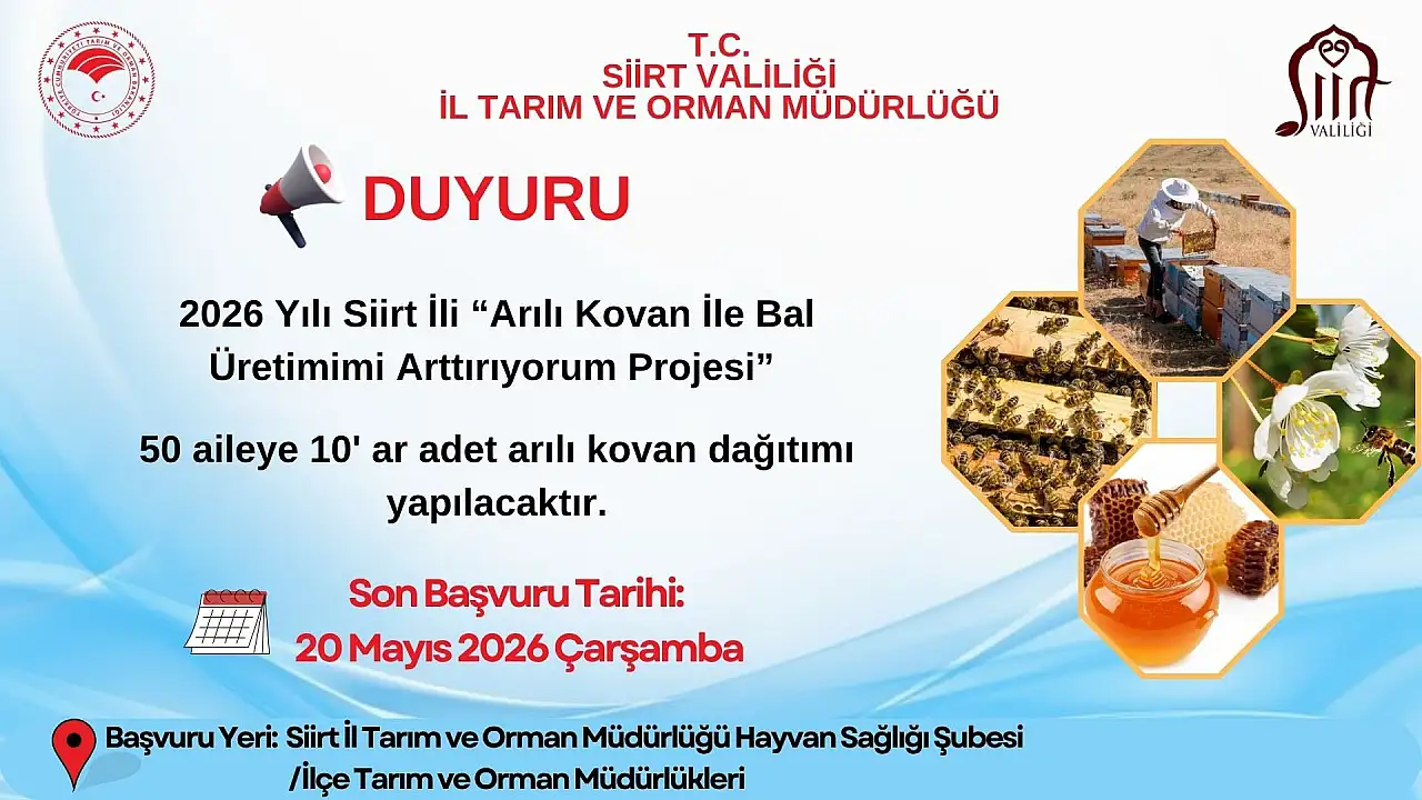 Siirt'te Bal Üretimine Dev Destek: Arılı Kovan Başvuruları Başladı