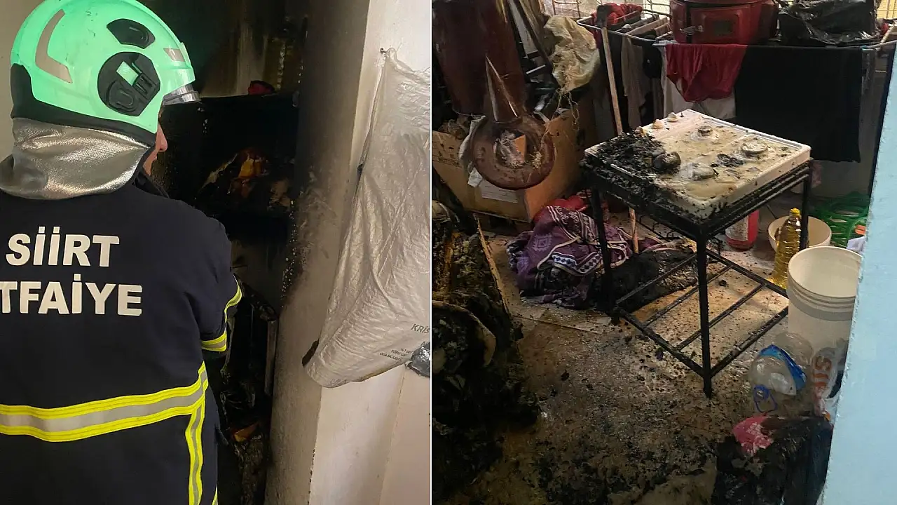 Siirt'te Apartman Dairesinde Çıkan Yangın İtfaiye Ekipleri Tarafından Söndürüldü