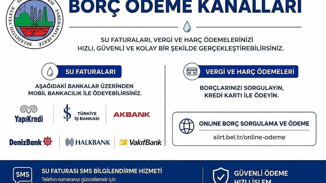 Siirt Belediyesi'nden önemli hatırlatma: Dijital ödeme ve iletişim bilgilerinizi kontrol edin