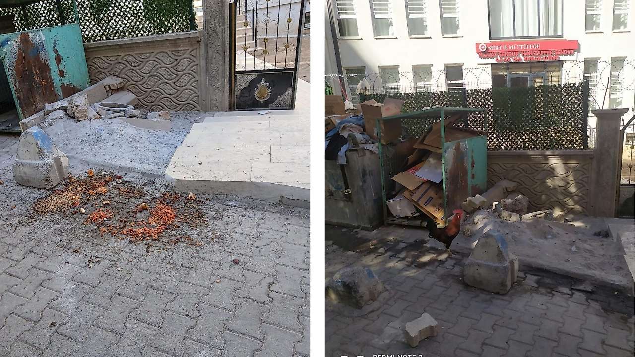 Siirt'te Kur'an kursunun önündeki çöp alanına velilerden tepki