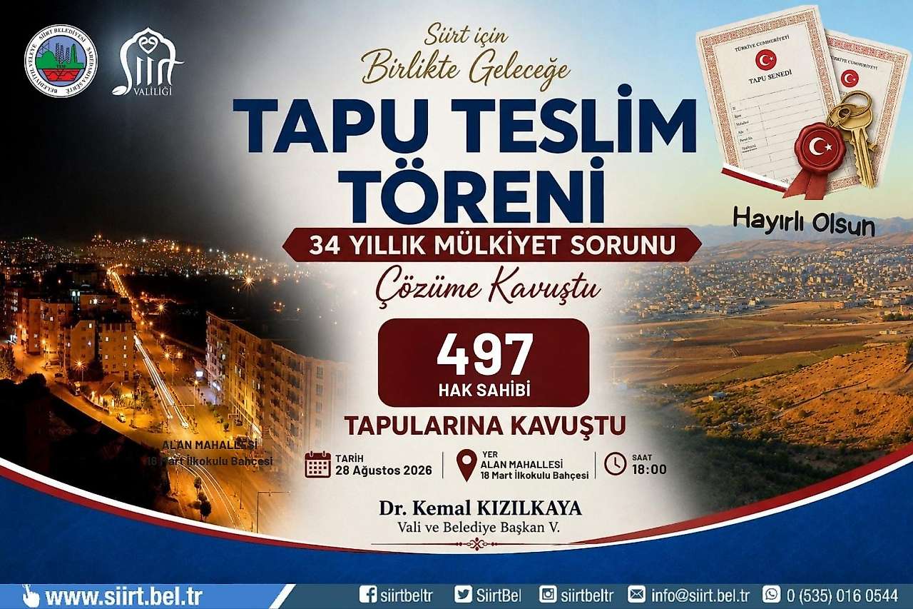 Siirt'te 34 Yıllık Tapu Çilesi Sona Erdi: 497 Hak Sahibi Tapusuna Kavuşuyor