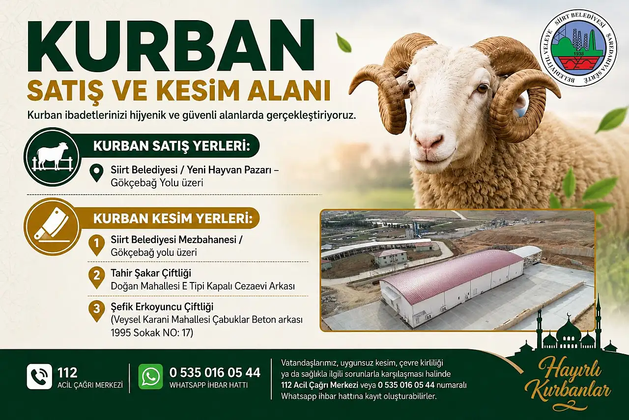 Siirt'te Kurban Bayramı İçin Satış ve Kesim Noktaları Belirlendi