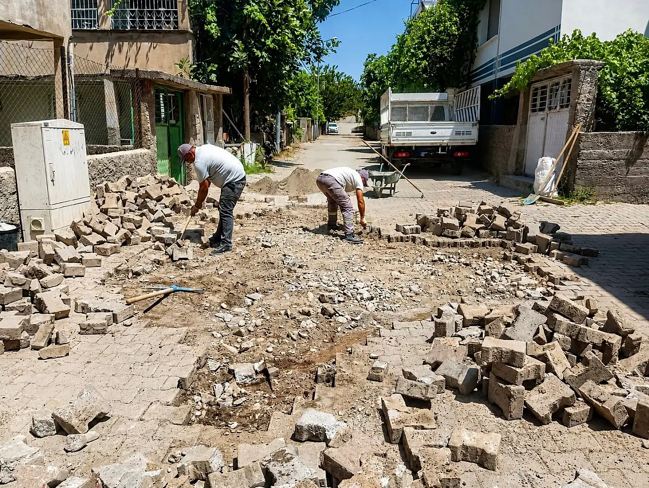 Siirt'te Yol Yenileme Çalışmaları Barış Mahallesi'nde Sürüyor