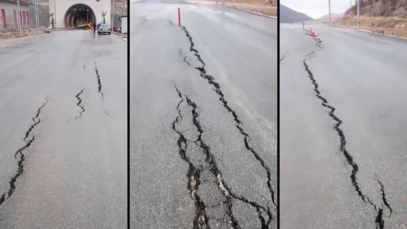 Siirt'te yeni yapılan yollar çöküyor! Tünelin asfaltında yarıklar oluştu