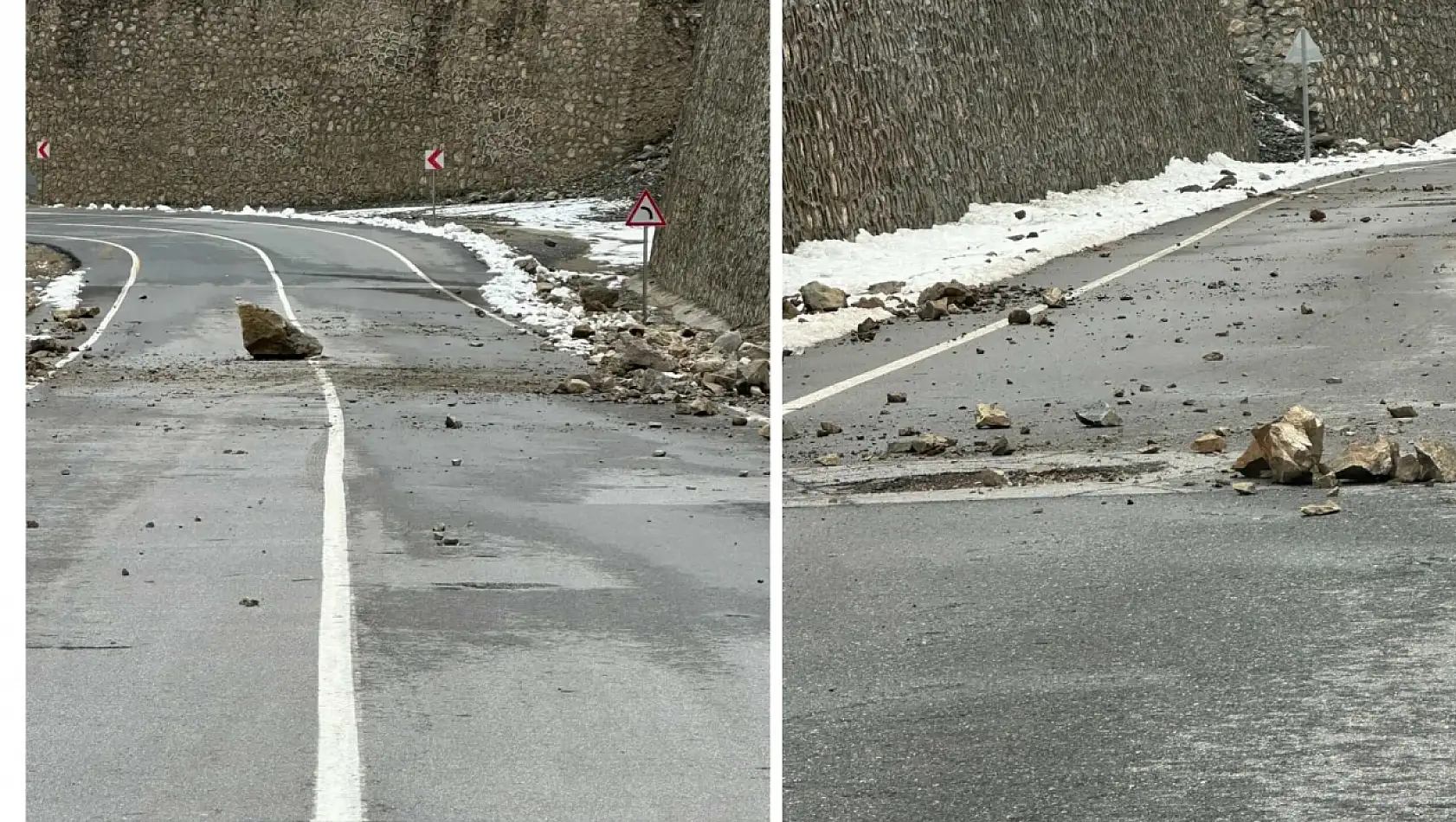 Siirt Pervari–Hizan hattında kaya parçaları yola düştü