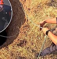 Siirt'te 30 Metrelik Obruğa Düşen Keçi AFAD Ekiplerince Kurtarıldı