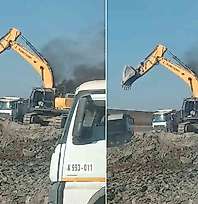 Siirt'te Demir Yolu İnşaatında İş Makinesi Alevlere Teslim Oldu